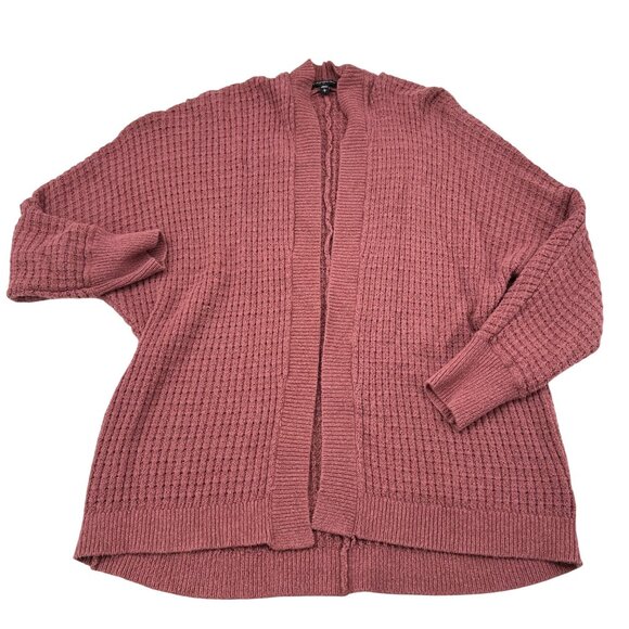Express Women's Ribbed Pink Open Front Cardigan Sweater LG Long Sleeve Mauve - Picture 1 of 6